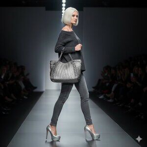 Julia‎ & Michael Purse - Sparkly Bling Shiny Pewter Silver NWT GORGEOUS!